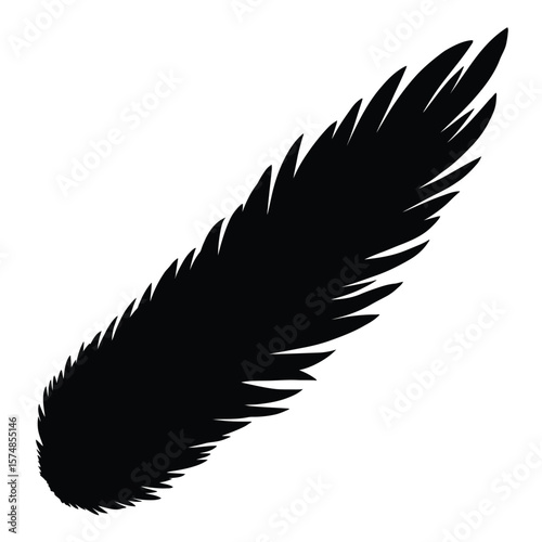 Black feathered dinosaur tail silhouette prehistoric