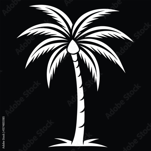 Tropical Palm Tree Silhouettes – Black and White Vector Set for Summer Designs