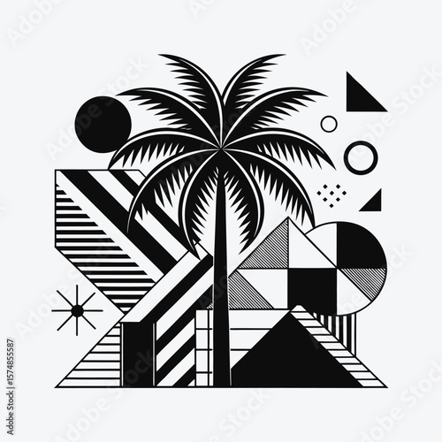 Tropical Palm Tree Silhouettes – Black and White Vector Set for Summer Designs