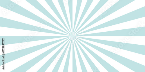 Stripes sunburst in retro pop art style. Swirling radial background. Faded blue, white and beige color burst background. Modern seamless retro vintage burst sunrise sunbeam element spiral striped