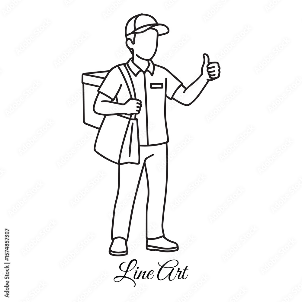 Thumbs Up Delivery Person, Excellent Service Illustration Thumbs Up Delivery Person, Excellent Service Illustration