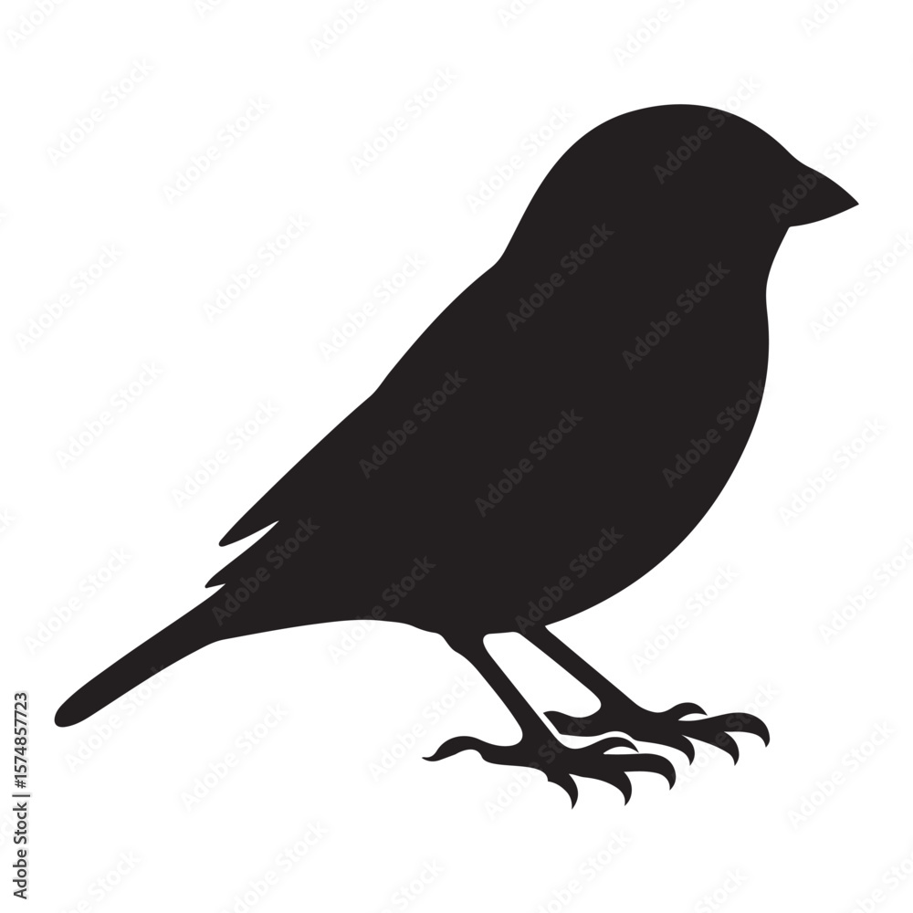 Obraz premium Minimalist Black Sparrow Silhouette Illustration
