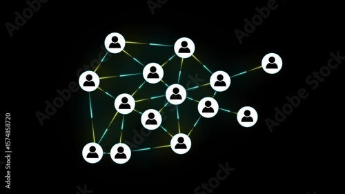 Glowing Neon Man Network Icon Animation. Futuristic User Profile Connection Graphic  Digital Communication and Social Media HUD UI Motion Design