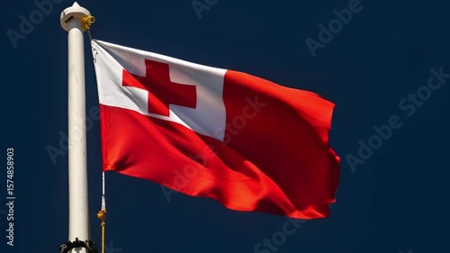 Waving flag of Tonga