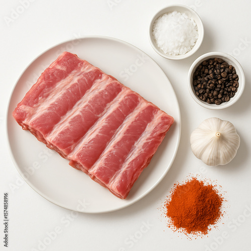 raw beef steak with rosemary