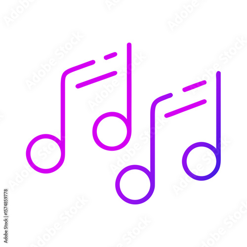 Musical notes in gradient pink and purple design  