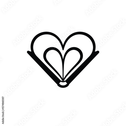 Black heart shaped book icon symbol love