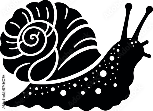 Silhouette Snail Black and White Illustration