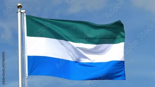 Waving flag of Sierra Leone