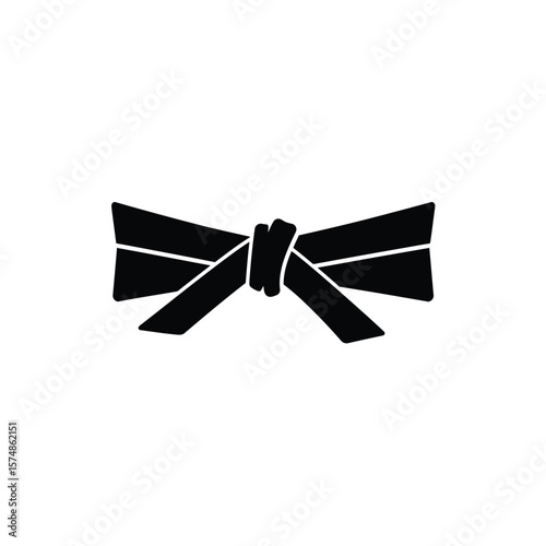 Black silhouette of a tied martial arts belt icon white