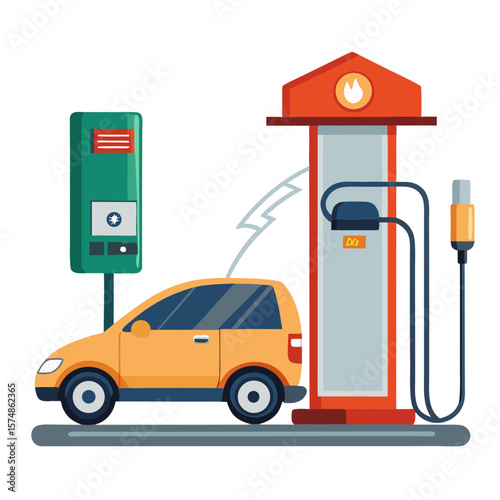 electric car charging stations isolated on white