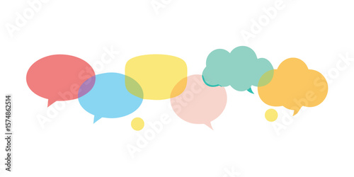 Mega Icon Set of Cute Colorful Speech Bubbles for Design Projects on transparent background Includes a variety of vibrant chat and thought bubbles for creative