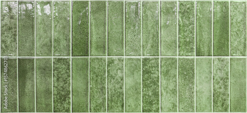 Glossy Green Tile Texture on White Background for Interior Design