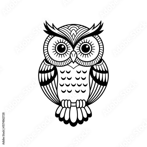 silhouette vector black and white mandala owl illustration
