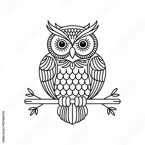 silhouette vector black and white owl illustration