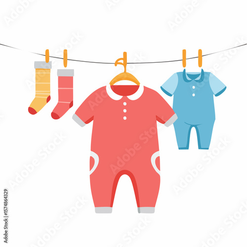 Baby Clothesline Coral Onesie Blue Romper Striped Socks