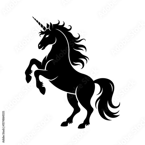 silhouette vector black and white majestic unicorn illustration
