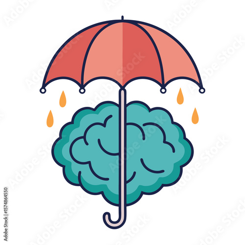 Protecting your brain from stressful thoughts with an umbrella