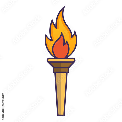 Stylized illustration of a flaming torch with a yellow handle