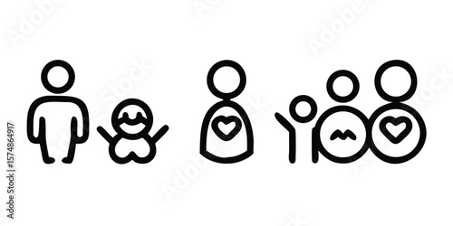 Extensive Collection of Family and Parenting Line Icons A Mega Set for Diverse Design Needs on transparent background comprehensive mega set line icons representing various aspects
