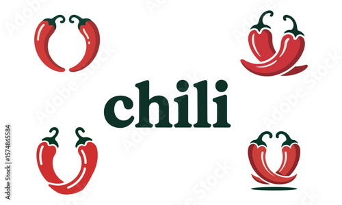 Red chili pepper icons representing spicy food and hot flavor in culinary ingredients
