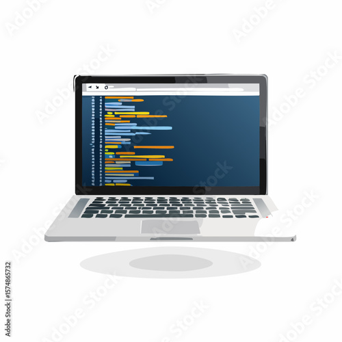 Open Laptop Displaying Data Visualization in Colorful Horizontal Bars