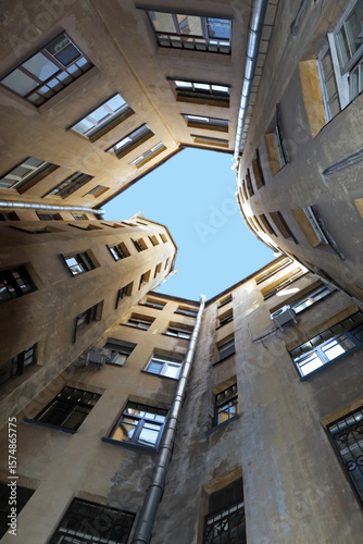 View of the sky in the courtyard of the house