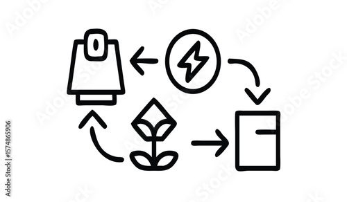 Renewable Energy and Low Emission Sustainable Power Design with Wind Turbines Solar Panels and Green Energy Icons on transparent background Vector design featuring renewable energy