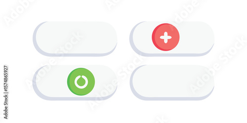 On and Off Toggle Switch Buttons Icon Set with Modern Design Elements on transparent background set off toggle switch buttons icons perfect for user interface