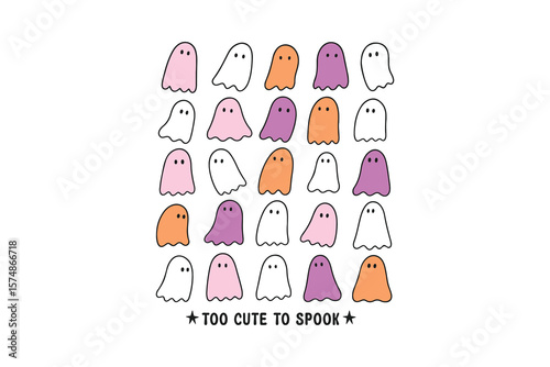 Too cute too spook, Halloween SVG typography T Shirt Design
