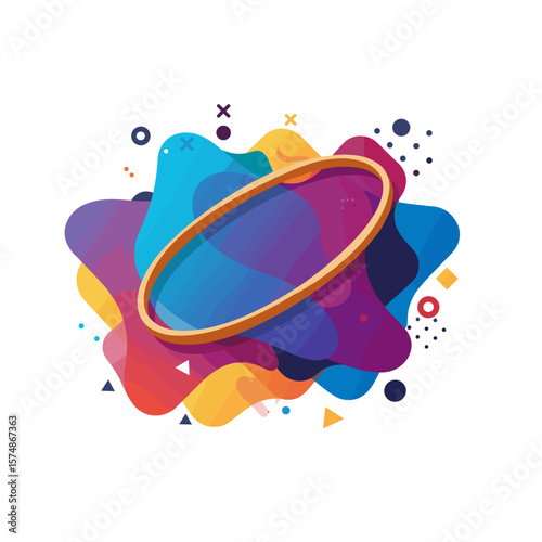 Colorful abstract shapes with an oval frame in modern design  