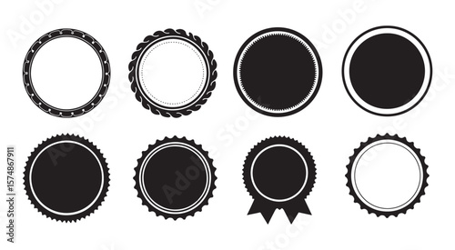 Blank Retro Badge Seal Circle Vector Icons Set for Labels Certificates and Emblems