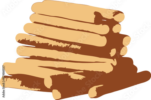Stack of Golden Brown Breadsticks Illustration on White Background Appetizing Snack Food appetizer