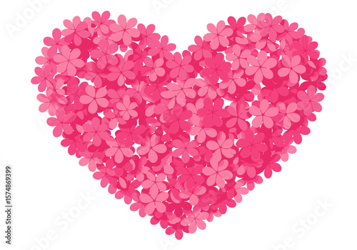Heart Shape Made of Pink Flowers Floral Arrangement Love Symbol.
