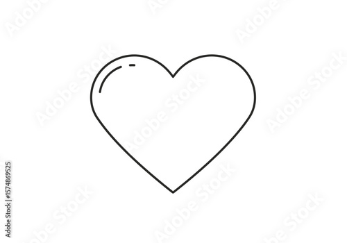 Minimalist Heart Outline Simple Black Line Art Symbol of Love.