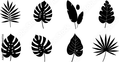 et of abstract tropical leaves. Abstract botanical element collection with Earth tone color. Design for natural and floral background pattern, cards and packaging, cosmetics, spa, beauty care.