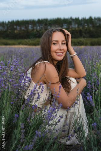 A Beautiful Woman in a Lavender Field Embracing Natures Serenity and Profound Beauty