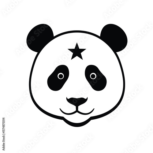 Black outline panda head with star on forehead icon