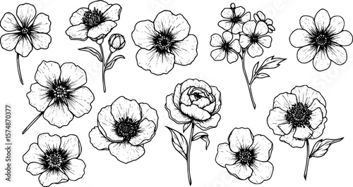 Gold hand drawn flower
