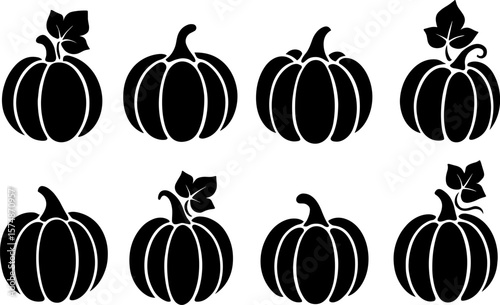 Pumpkin Silhouettes Vector Set – Halloween Fall Clipart