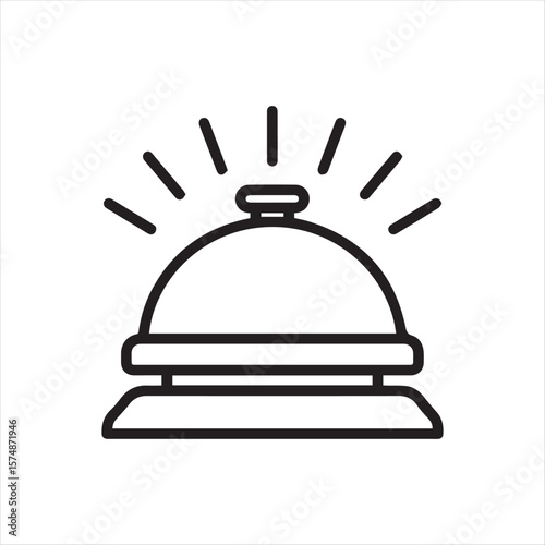 Hotel Reception Ring Bell Illustration A Classic Symbol of Service and Attention in the Hospitality Sector, Line Art Design