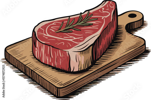 Ribeye Steak on Cutting Board Meat Culinary Food 