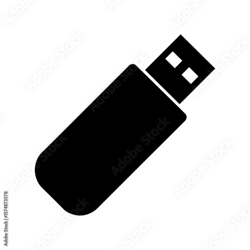 USB Flash Drive: A sleek, silhouette USB flash drive, a modern tool for data storage and transfer, stands out against a contrasting background.