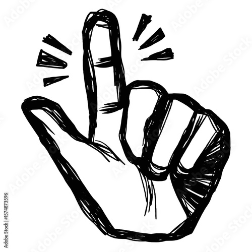 Hand gesture indicating one or first position in abstract style  