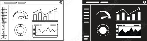 Dashboard Analytics UI Icons – 4px Stroke Solid and Outline Vector Design Set