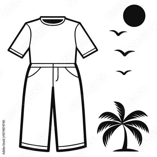 Casual Summer Outfit Featuring a T Shirt and Shorts Perfect for Beach Vacations or Warm Weather Adventures