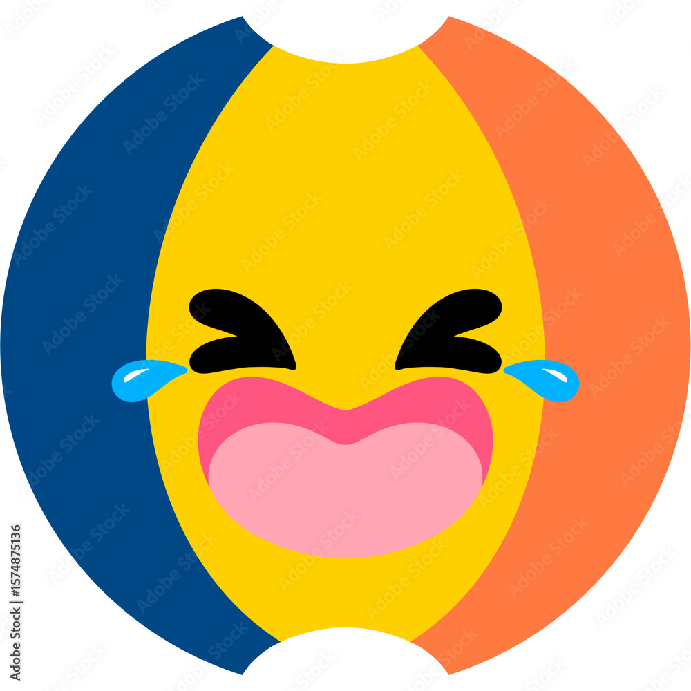 Obraz premium Beach Ball Laughing Face Cartoon