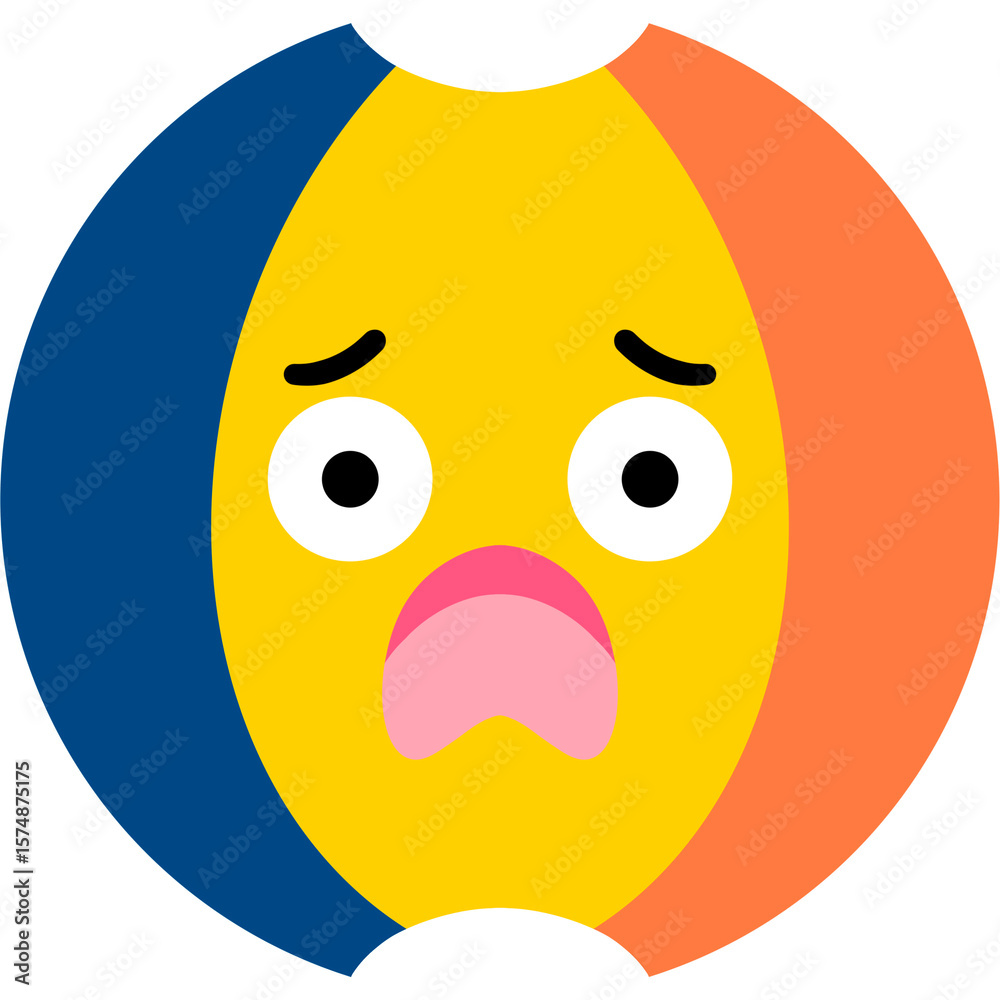 Fototapeta premium Beach Ball Scared Face Cartoon
