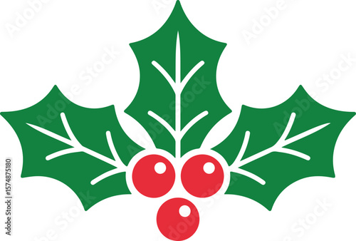 Christmas holly berry leaves. Christmas mistletoe icon. Cartoon holly leaves and berries. Mistletoe icon. Christmas Holly berry icon