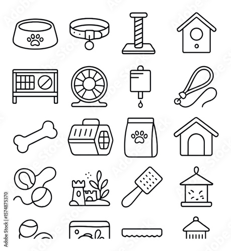 Pet icon collection, simple design set. animal care symbols for pet lovers
